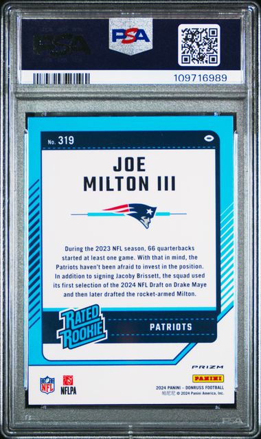 2024 Panini Donruss Joe Milton Iii #319 (Optic Preview-Pink) Gem Mt 10 back