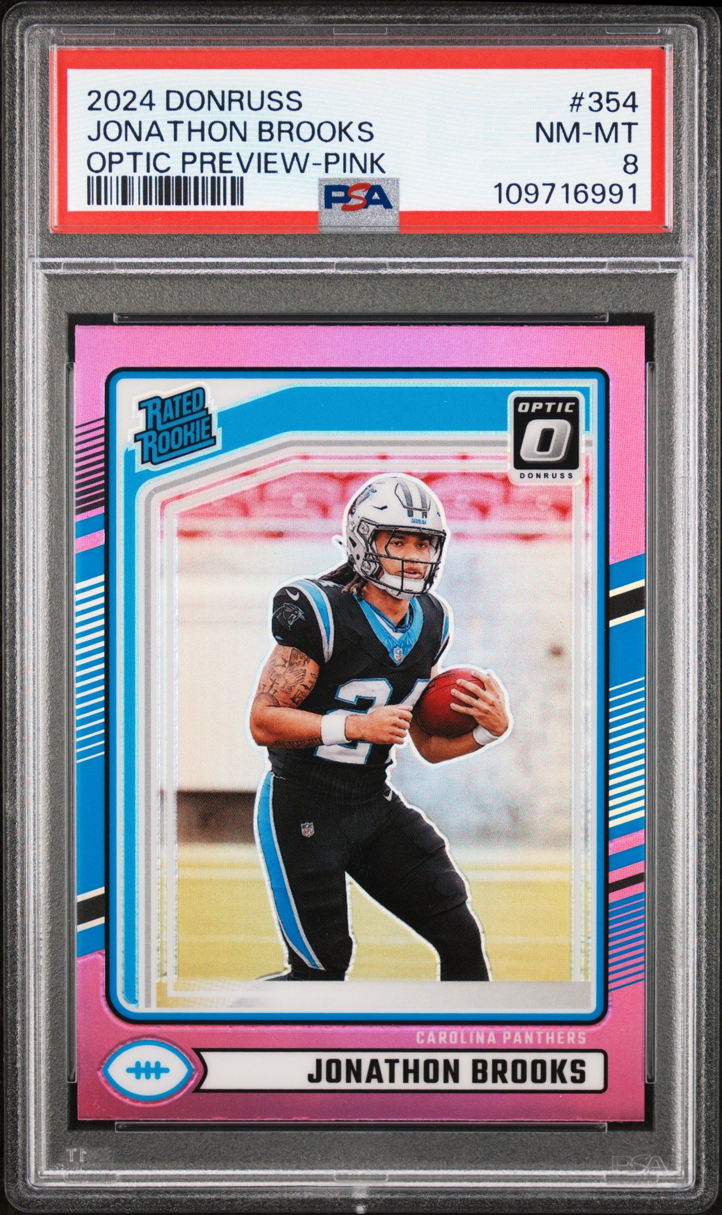 2024 Panini Donruss Jonathon Brooks #354 (Optic Preview-Pink) Nm-Mt 8 back