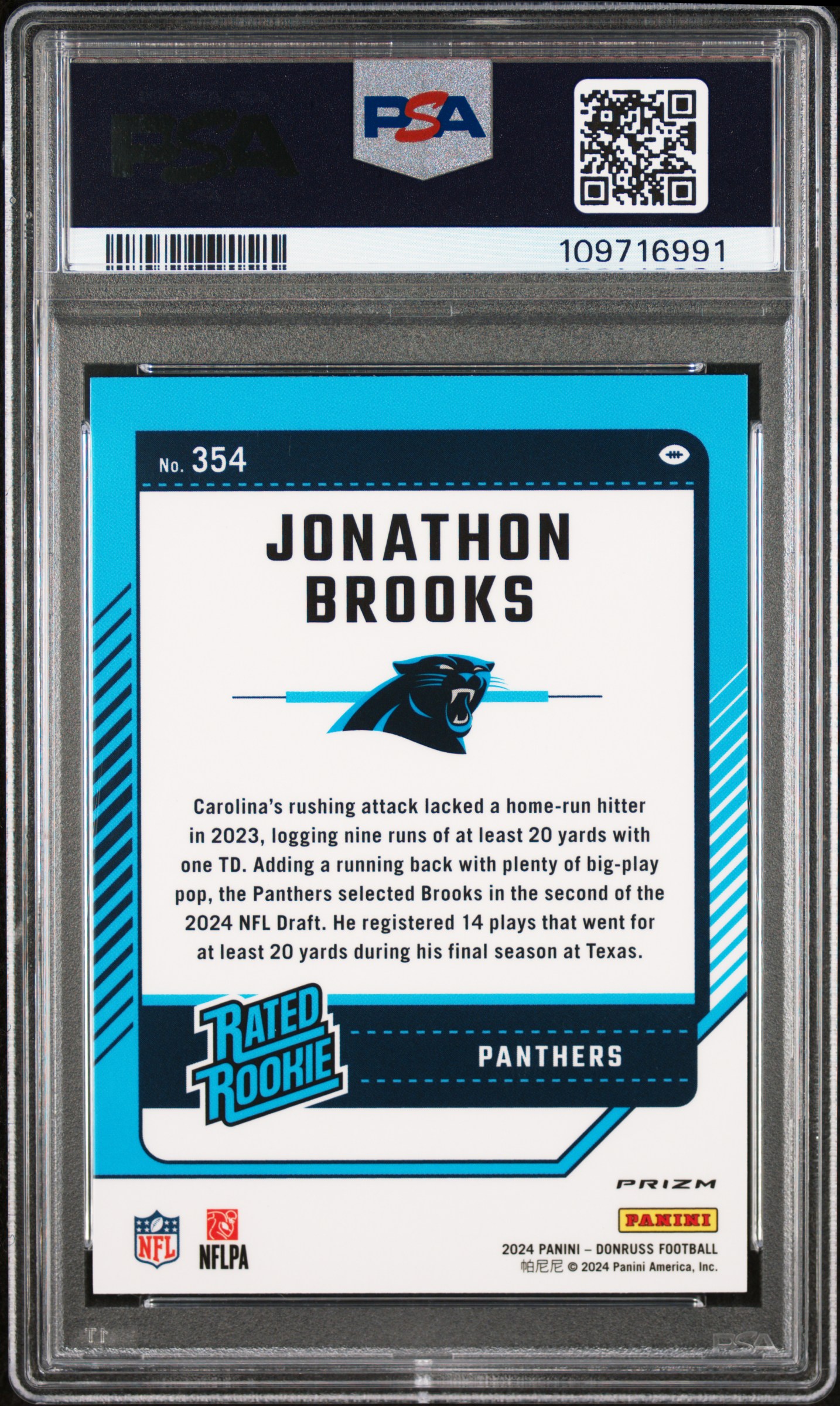 2024 Panini Donruss Jonathon Brooks #354 (Optic Preview-Pink) Nm-Mt 8 front