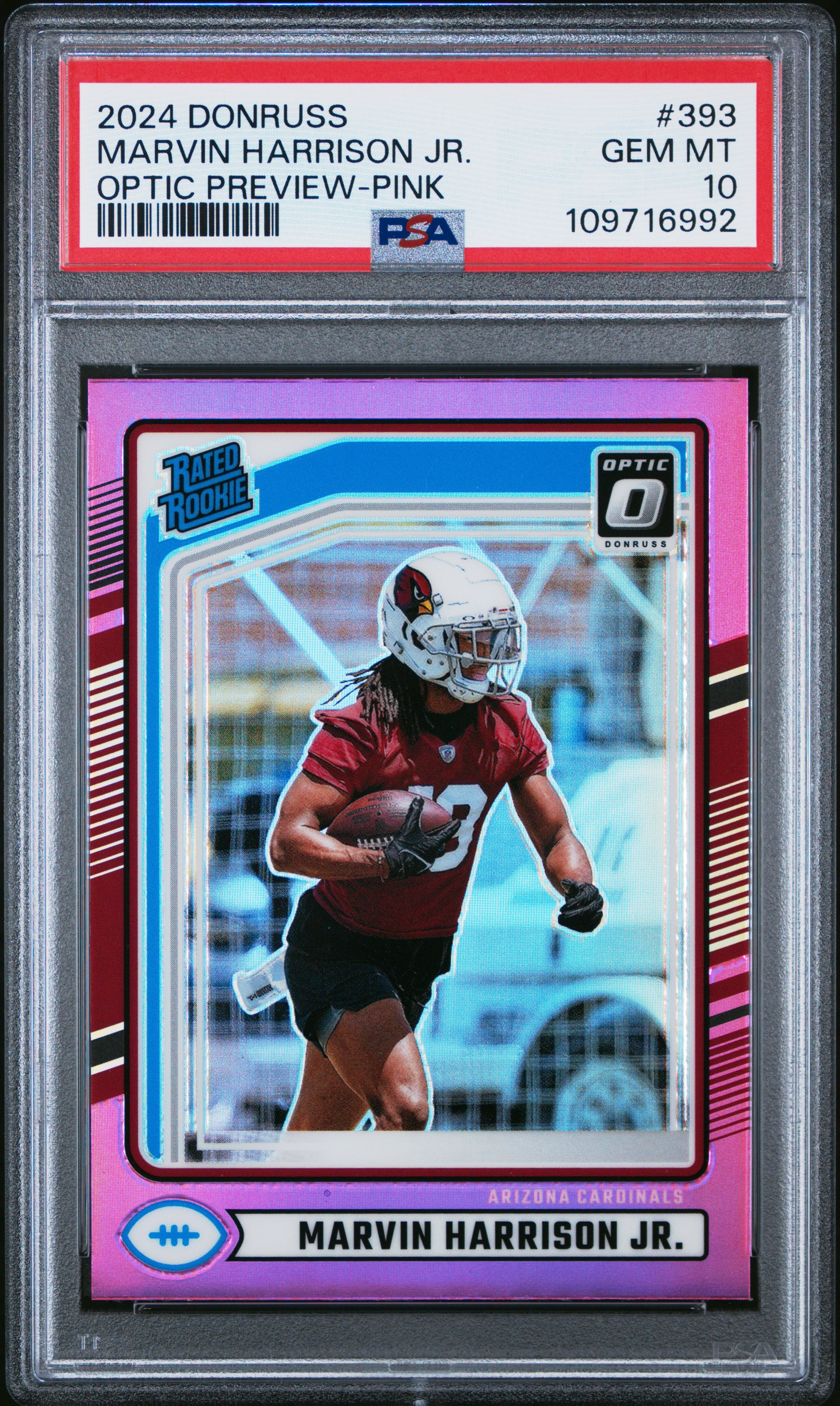 2024 Panini Donruss Marvin Harrison Jr. #393 (Optic Preview-Pink) Gem Mt 10 back