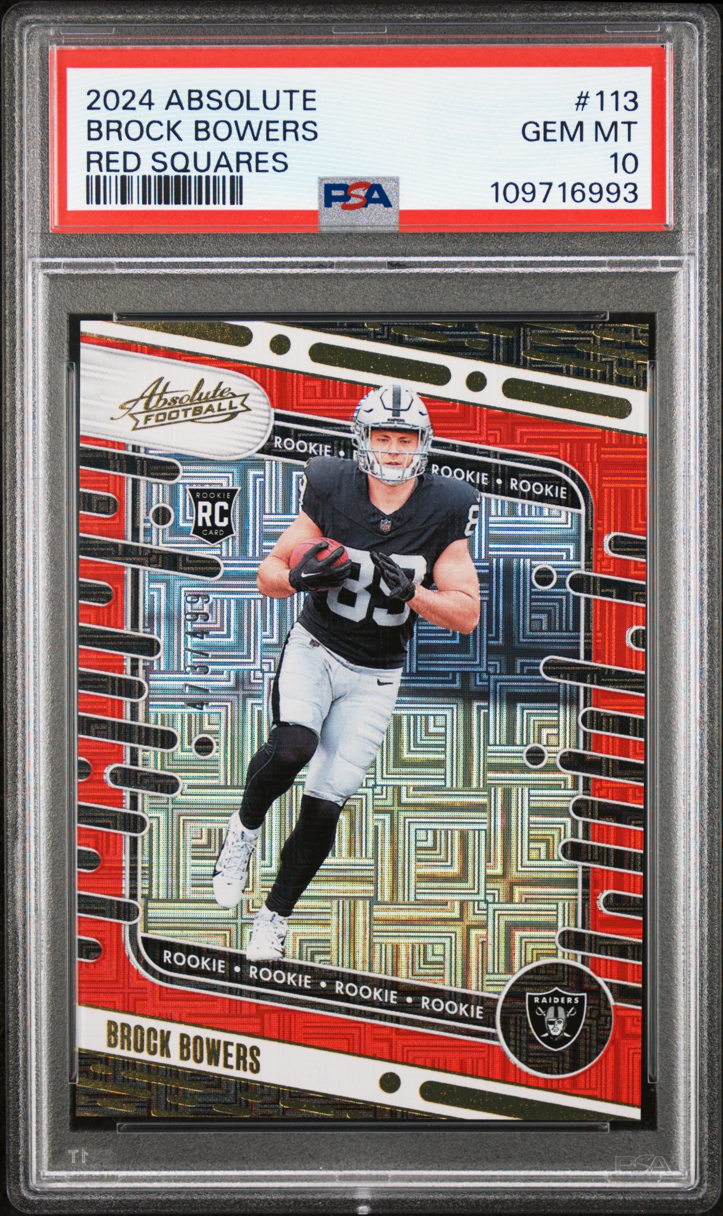 2024 Panini Absolute Brock Bowers #113 (Red Squares) Gem Mt 10 back
