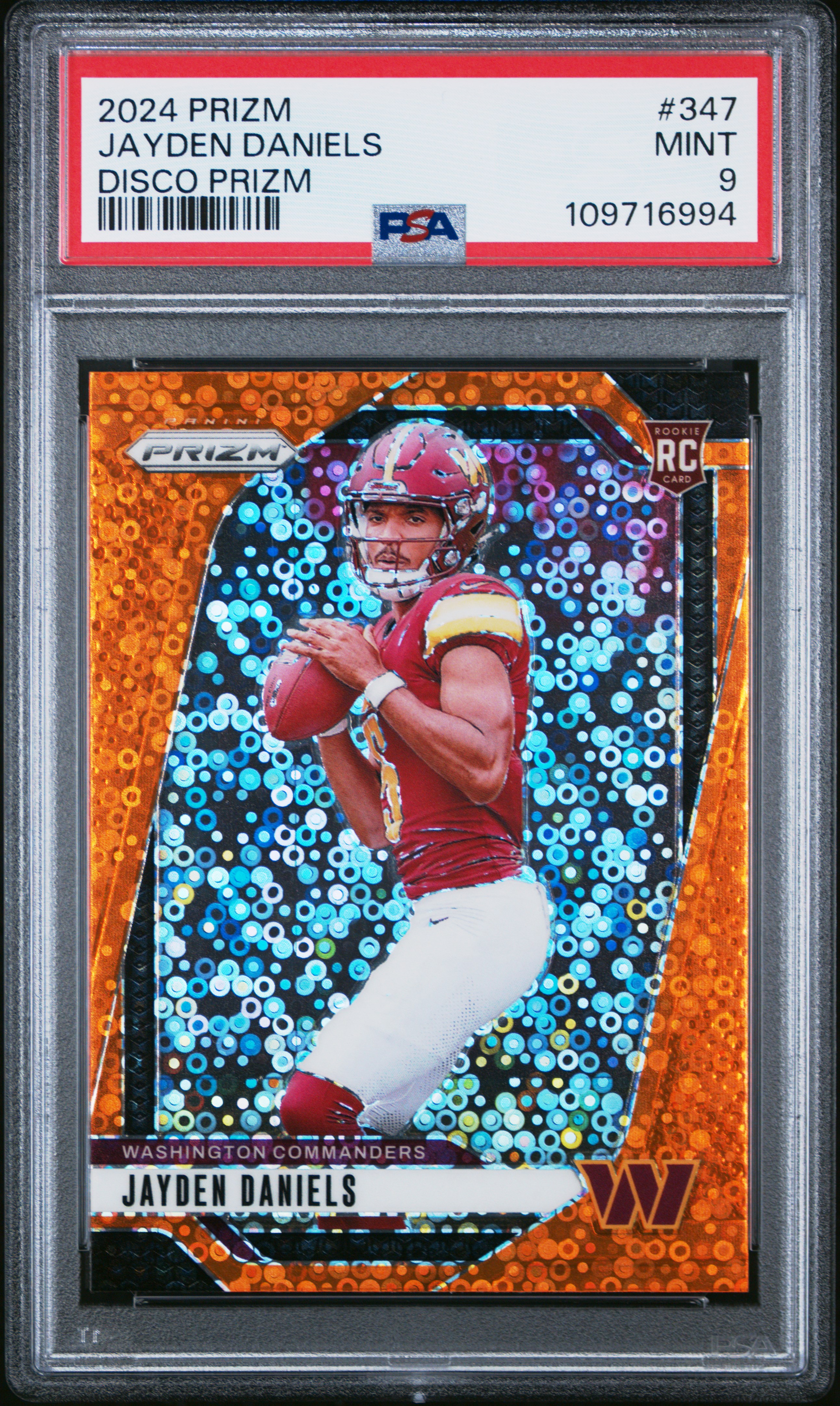 2024 Panini Prizm Jayden Daniels #347 (Disco Prizm) Mint 9 back