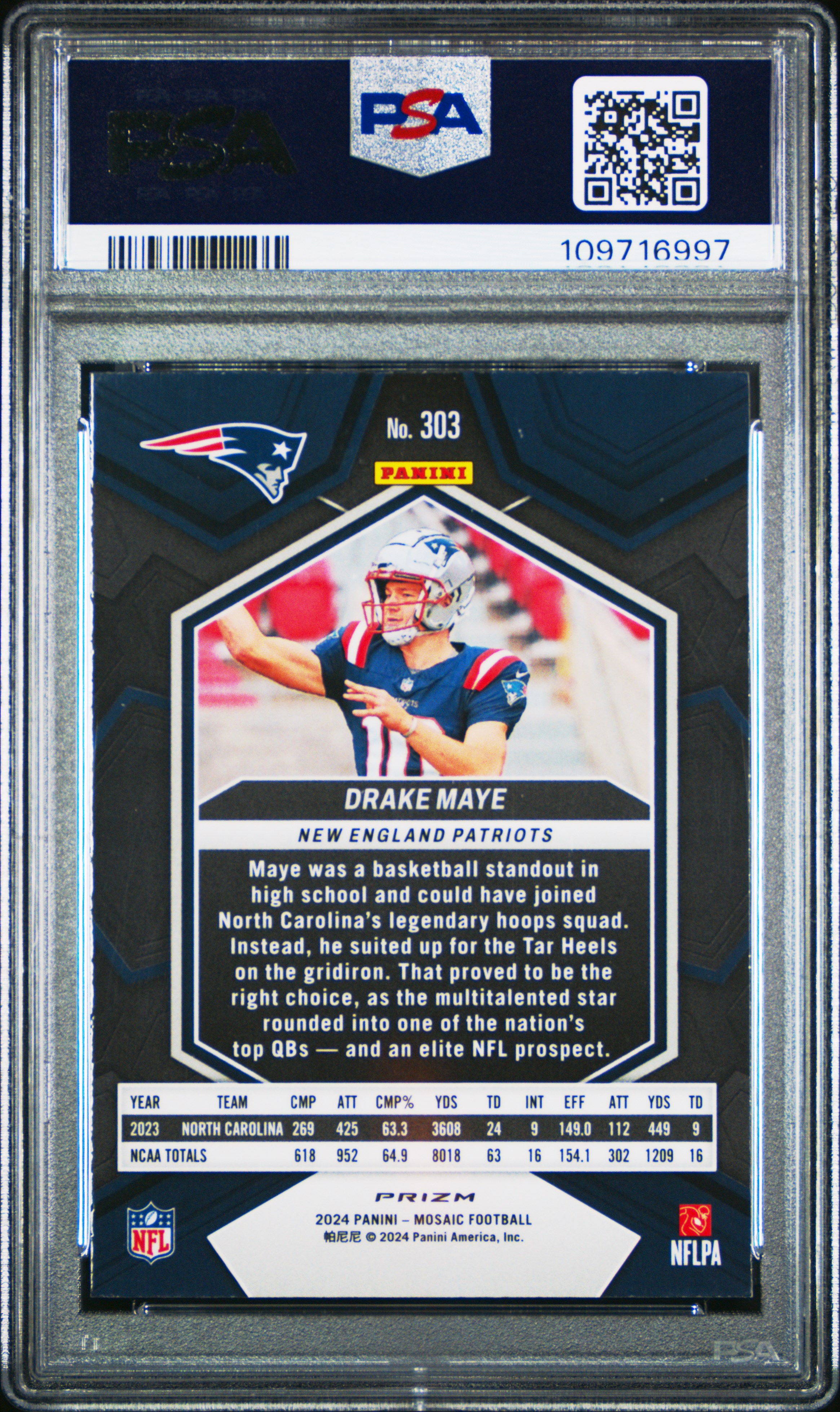 2024 Panini Mosaic Drake Maye #303 (Green) Gem Mt 10 front