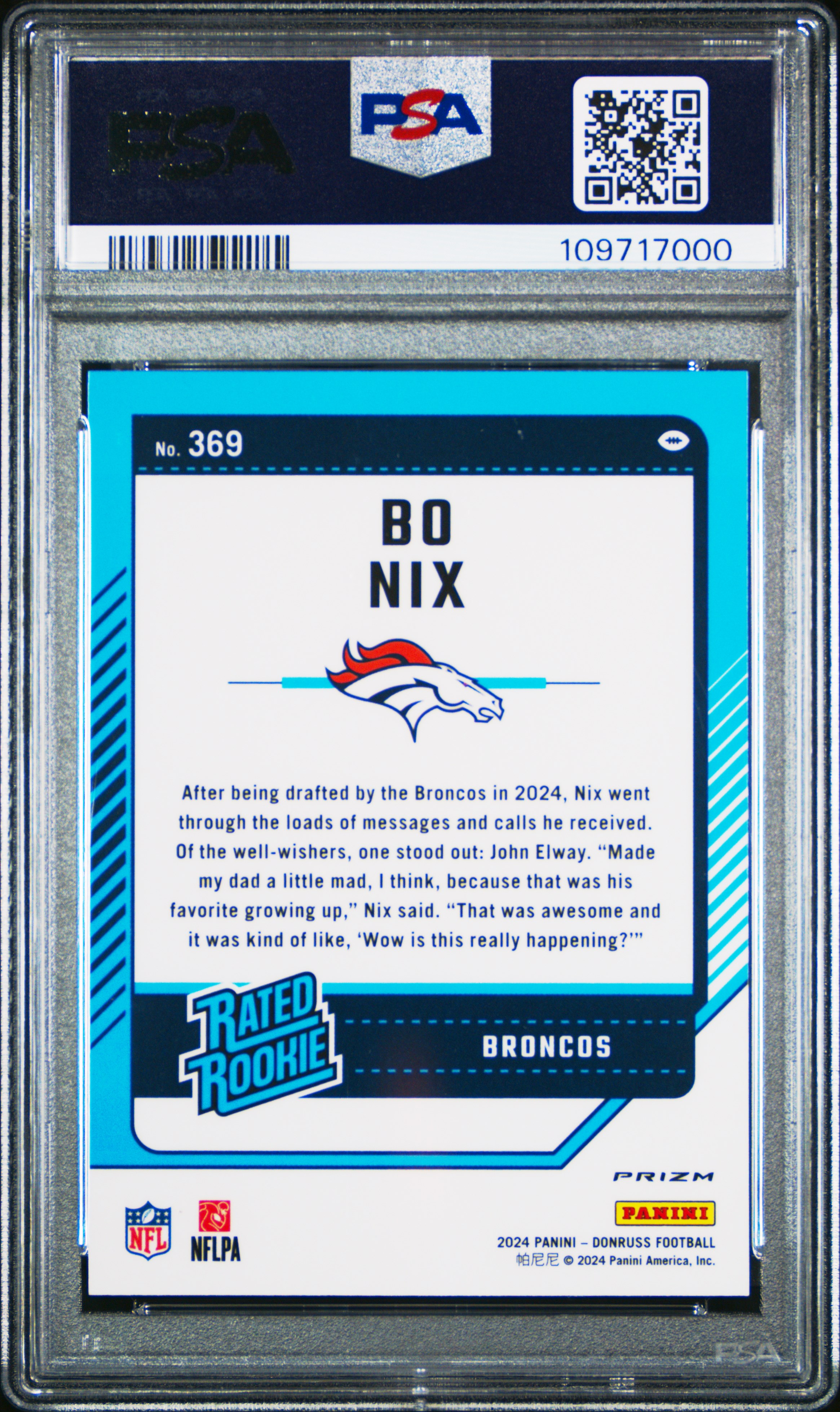 2024 Panini Donruss Bo Nix #369 (Optic Preview-Red Wave) Gem Mt 10 front