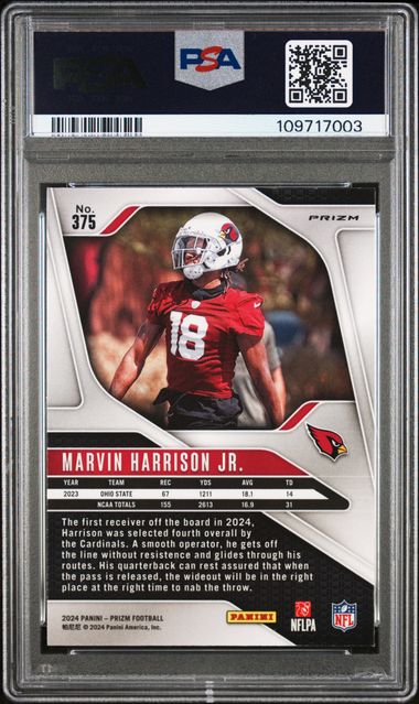 2024 Panini Prizm Marvin Harrison Jr. #375 (Disco Prizm) Gem Mt 10 back