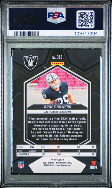 2024 Panini Mosaic Brock Bowers #313 (Mosaic) Gem Mt 10 back