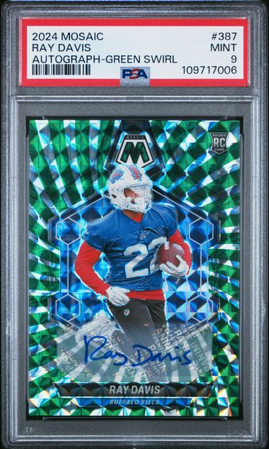 2024 Panini Mosaic Ray Davis #387 (Autograph-Green Swirl) Mint 9 front