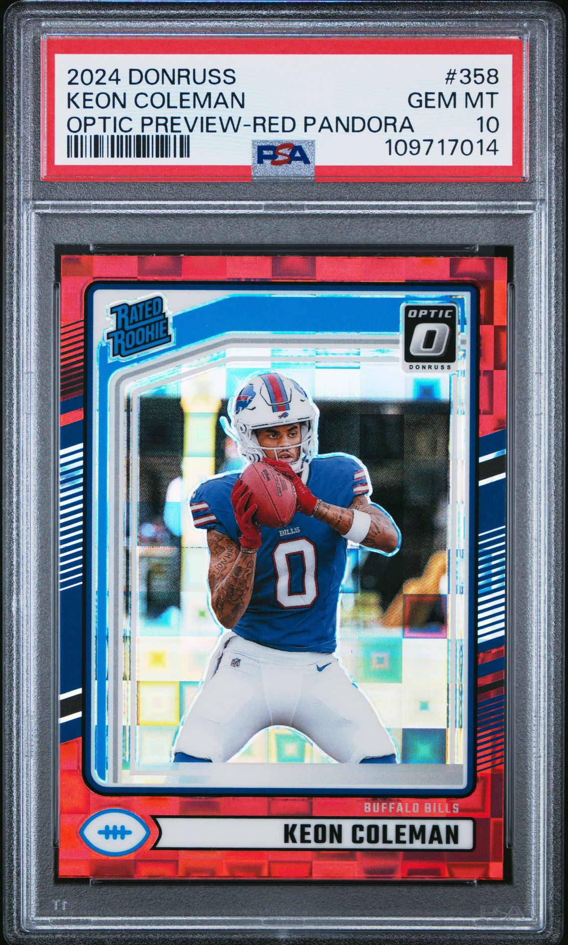 2024 Panini Donruss Keon Coleman #358 (Optic Preview-Red Pandora) Gem Mt 10 front