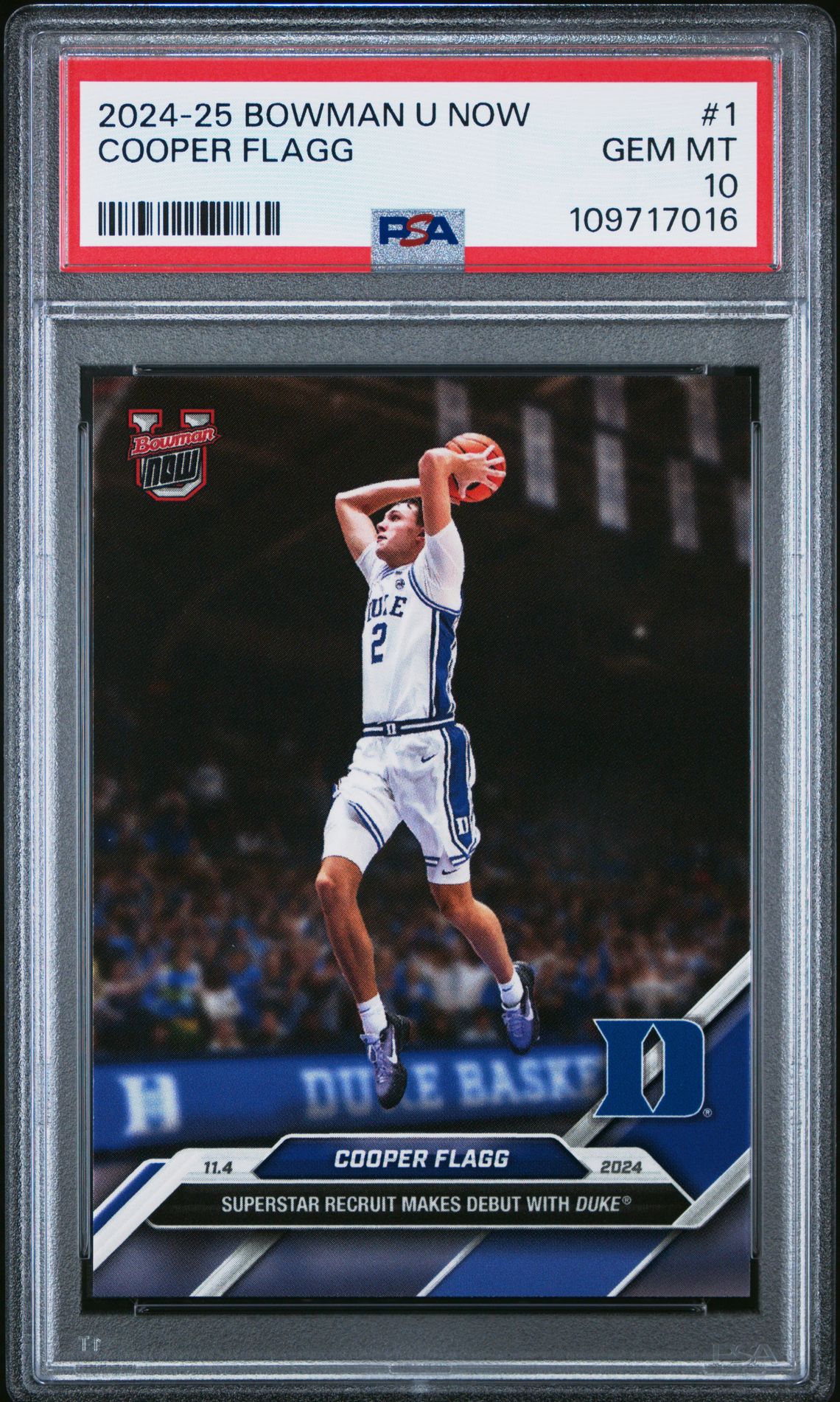 2024-25 Bowman U Now Cooper Flagg #1 Gem Mt 10 front