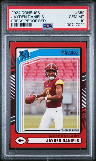 2024 Panini Donruss Jayden Daniels #389 (Press Proof Red) Gem Mt 10 front