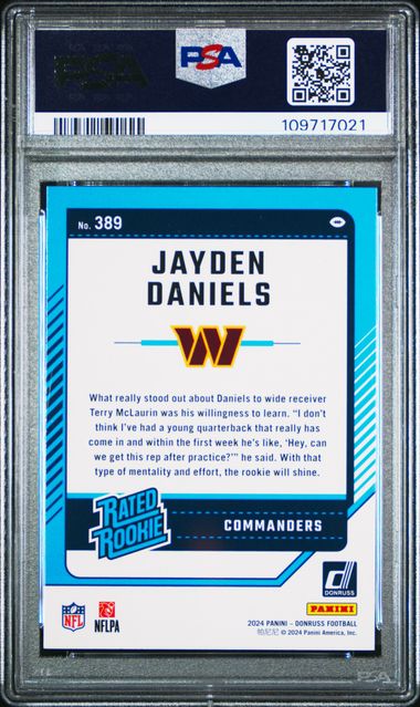 2024 Panini Donruss Jayden Daniels #389 (Press Proof Red) Gem Mt 10 back