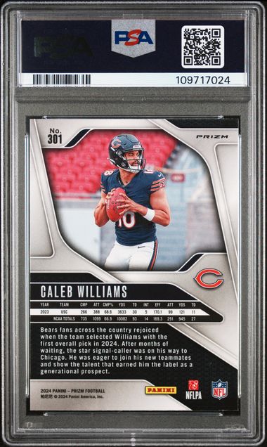 2024 Panini Prizm Caleb Williams #301 (Disco Prizm) Mint 9 back