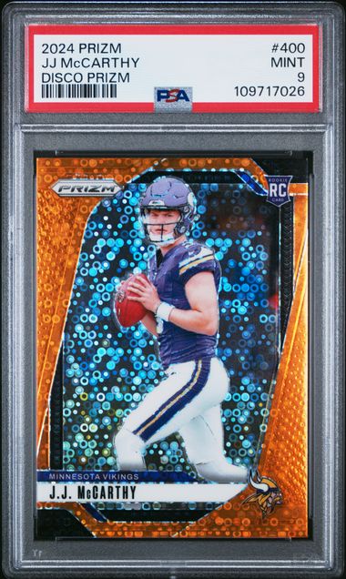 2024 Panini Prizm Jj Mccarthy #400 (Disco Prizm) Mint 9 front