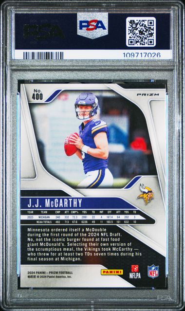 2024 Panini Prizm Jj Mccarthy #400 (Disco Prizm) Mint 9 back