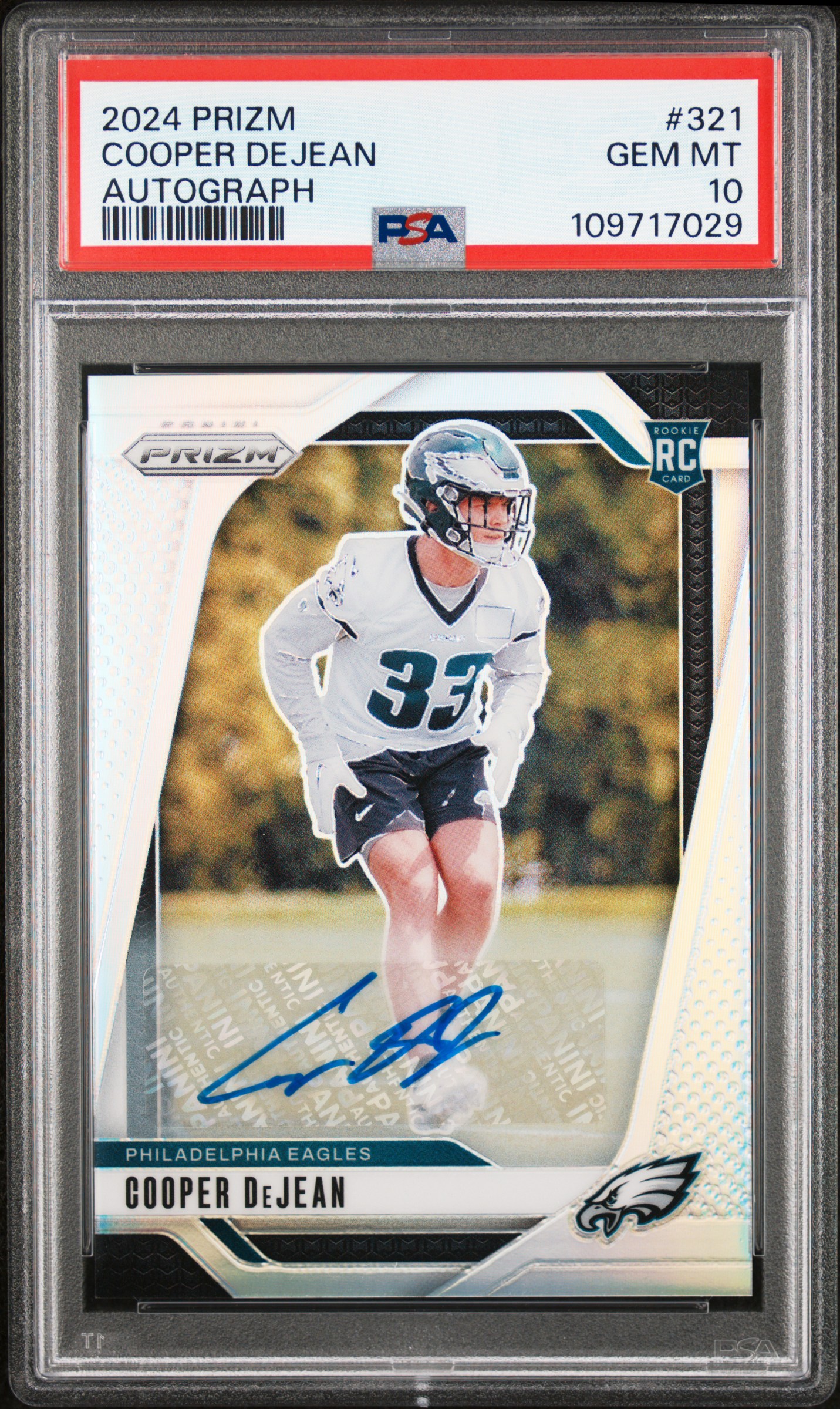2024 Panini Prizm Cooper Dejean #321 (Autograph) Gem Mt 10 back