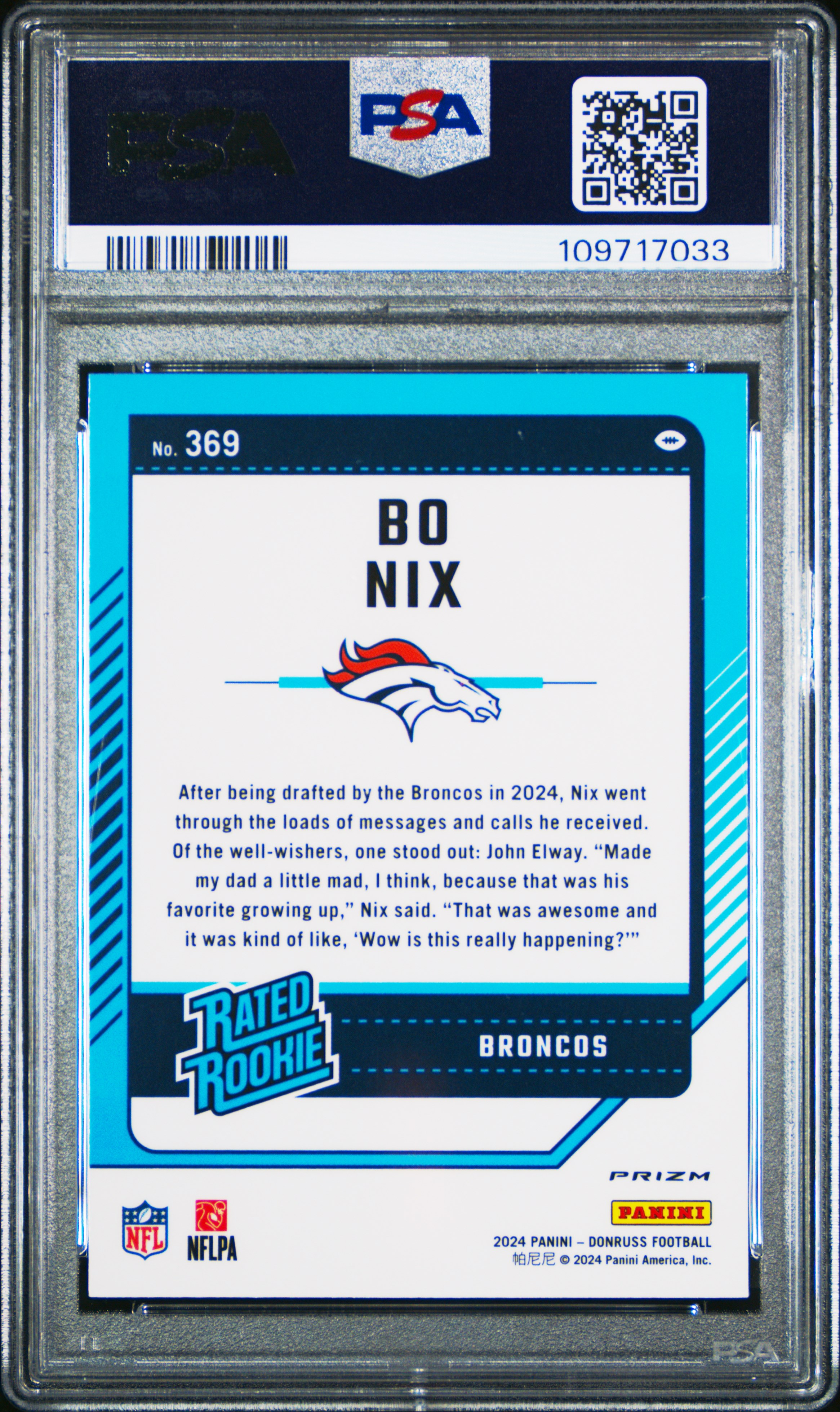2024 Panini Donruss Bo Nix #369 (Optic Preview-Red Wave) Gem Mt 10 front