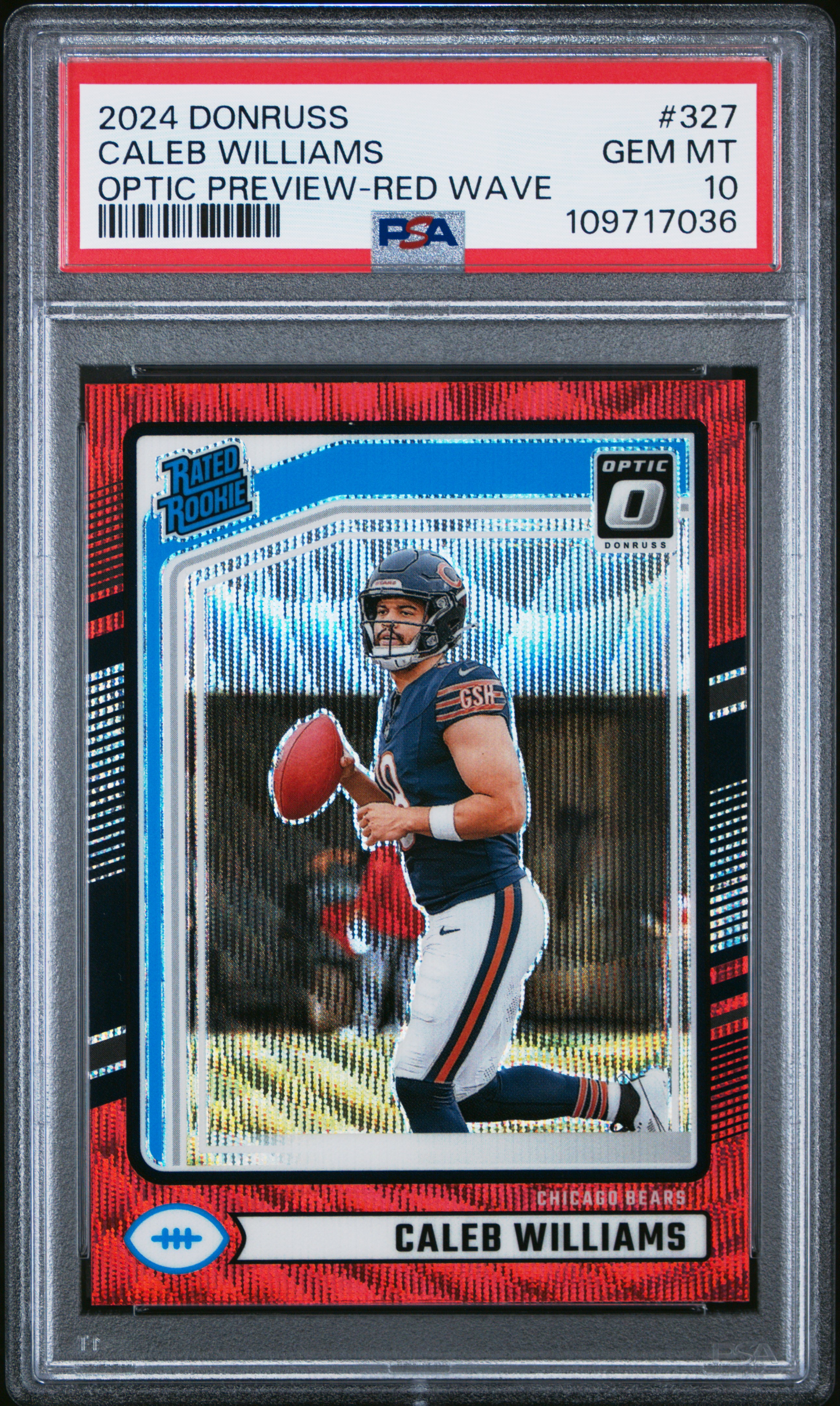 2024 Panini Donruss Caleb Williams #327 (Optic Preview-Red Wave) Gem Mt 10 back