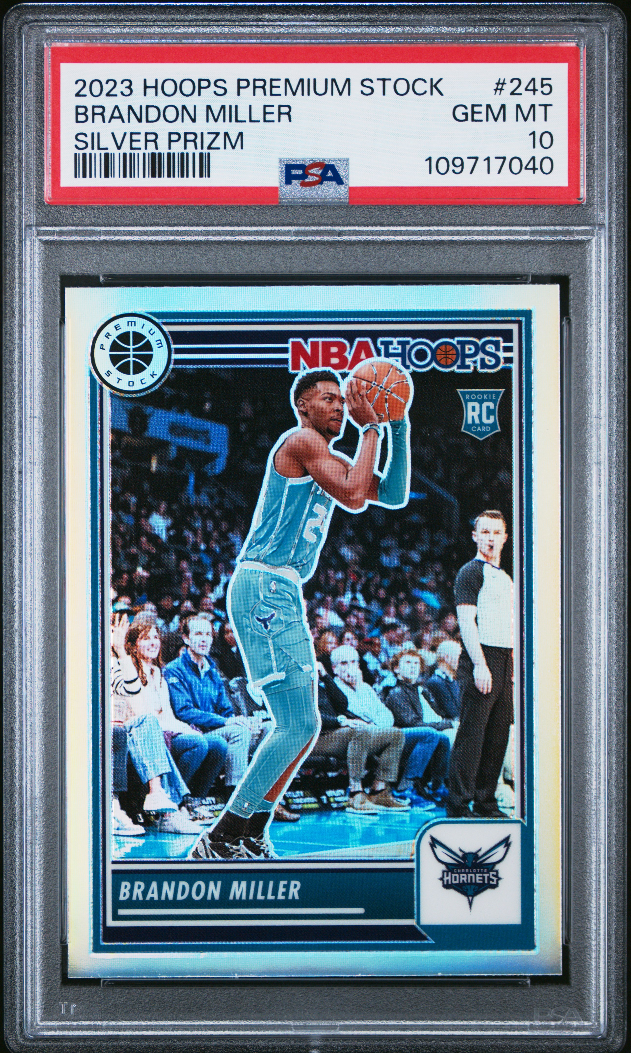 2023 Panini Hoops Premium Stock Brandon Miller #245 (Silver Prizm) Gem Mt 10 back