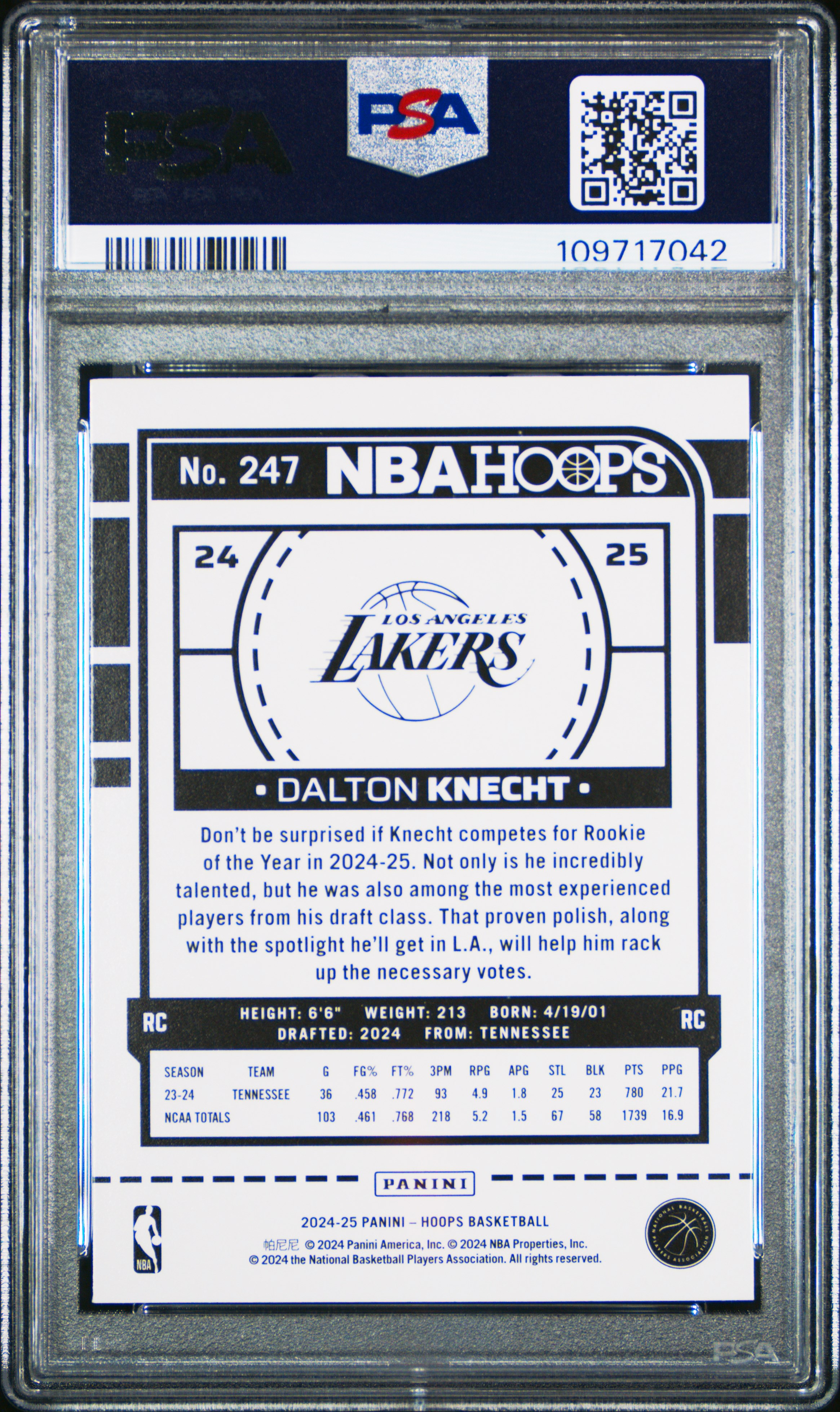 2024 Panini Nba Hoops Dalton Knecht #247 (Winter) Gem Mt 10 front
