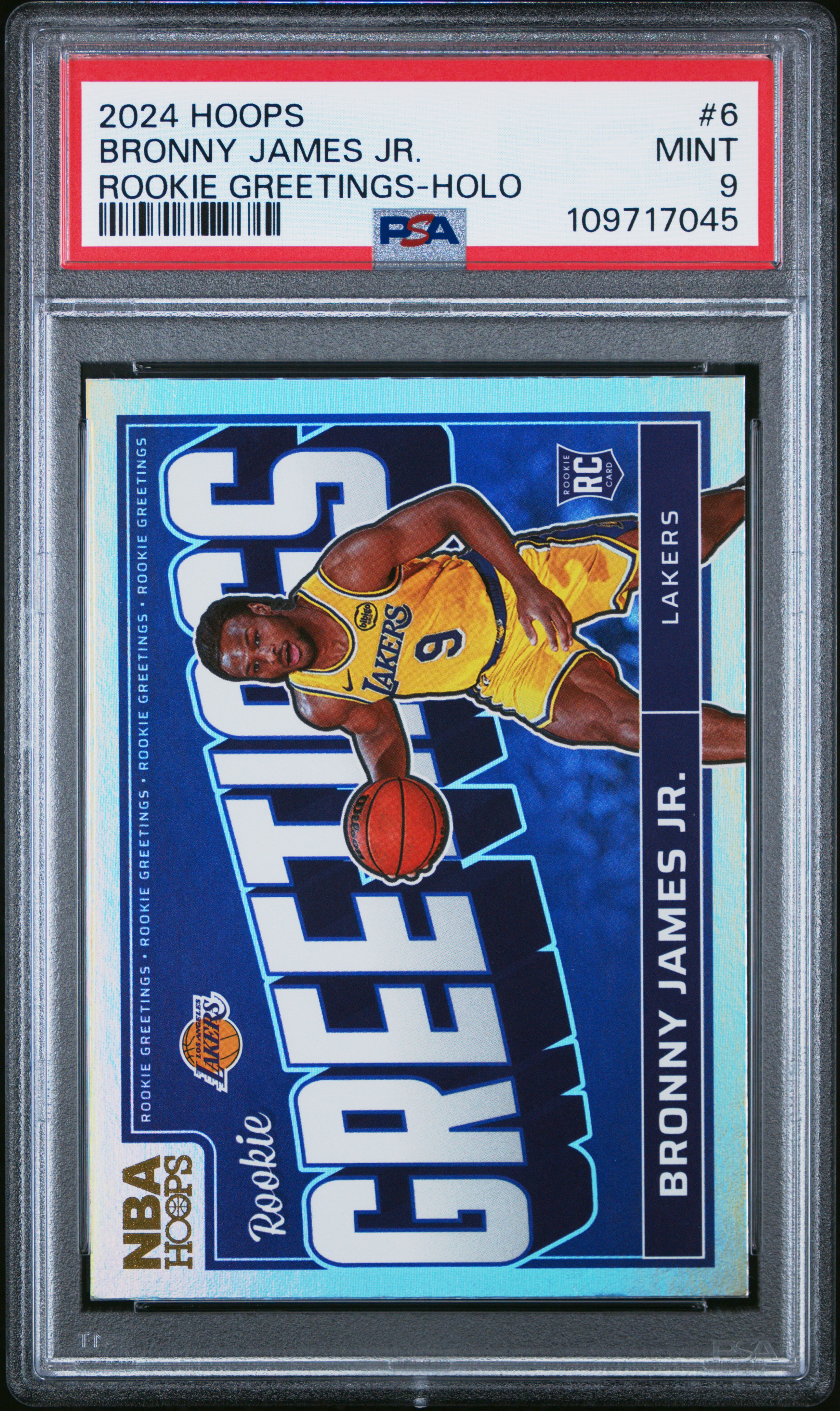 2024 Panini Nba Hoops Rookie Greetings Bronny James Jr. #6 (Rookie Greetings-Holo) Mint 9 back