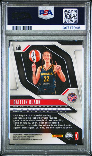 2024 Panini Prizm Wnba Caitlin Clark #145 Mint 9 back
