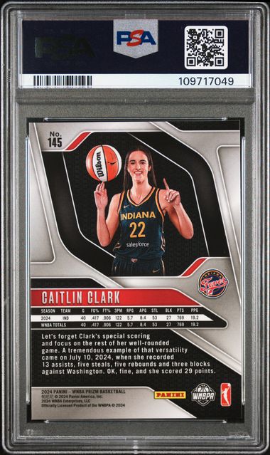 2024 Panini Prizm Wnba Caitlin Clark #145 Mint 9 back