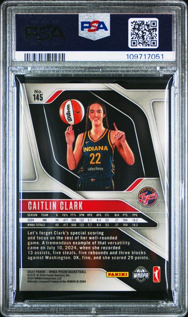 2024 Panini Prizm Wnba Caitlin Clark #145 Mint 9 back