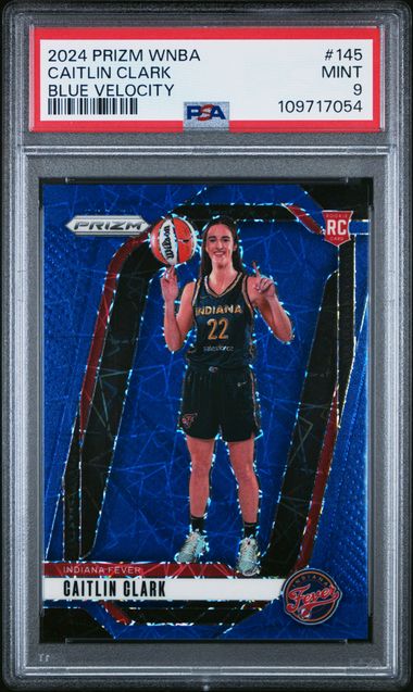 2024 Panini Prizm Wnba Caitlin Clark #145 (Blue Velocity) Mint 9 front