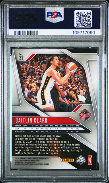 2024 Panini Prizm Wnba Caitlin Clark #22 Mint 9 back
