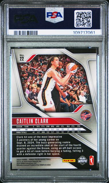 2024 Panini Prizm Wnba Caitlin Clark #22 Mint 9 back