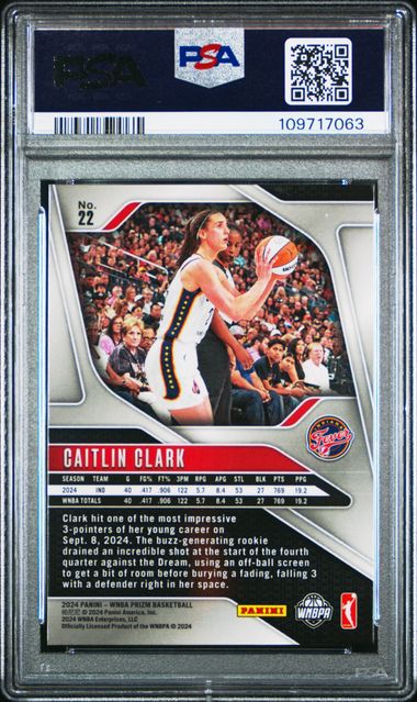 2024 Panini Prizm Wnba Caitlin Clark #22 Mint 9 back