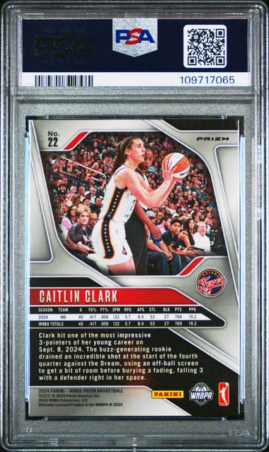 2024 Panini Prizm Wnba Caitlin Clark #22 (Ice) Mint 9 back