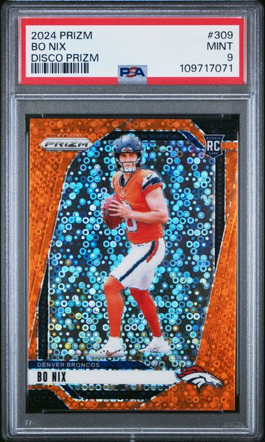 2024 Panini Prizm Bo Nix #309 (Disco Prizm) Mint 9 front