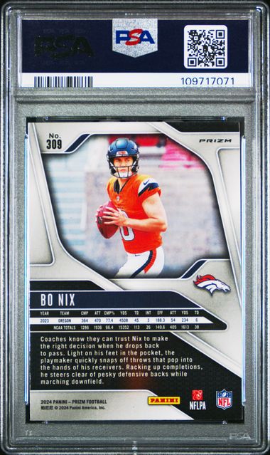 2024 Panini Prizm Bo Nix #309 (Disco Prizm) Mint 9 back