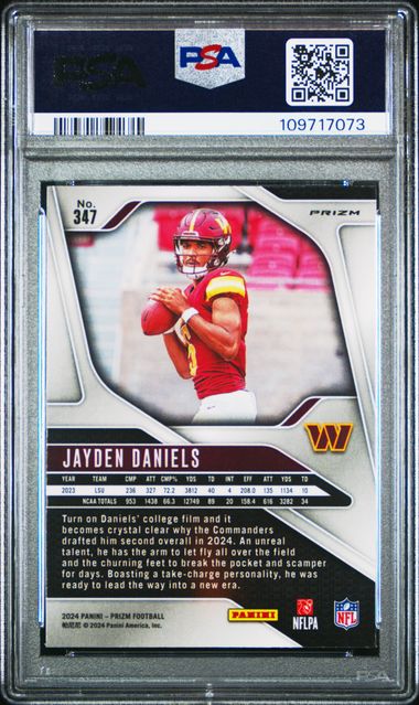 2024 Panini Prizm Jayden Daniels #347 (Disco Prizm) Mint 9 back