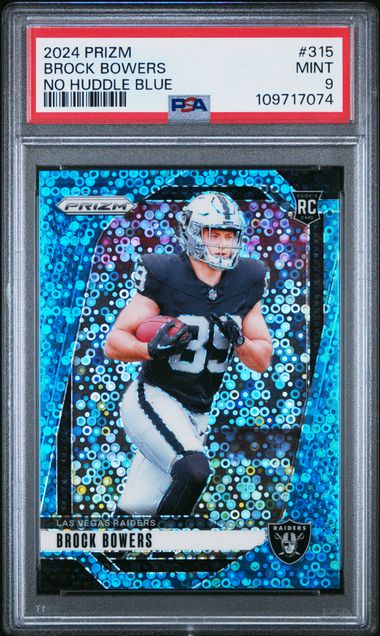 2024 Panini Prizm Brock Bowers #315 (No Huddle Blue) Mint 9 front
