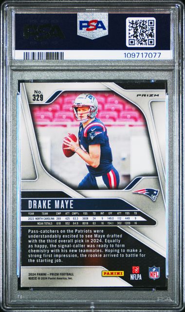2024 Panini Prizm Drake Maye #329 (Silver Prizm) Mint 9 back