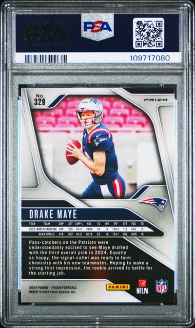 2024 Panini Prizm Drake Maye #329 (Disco Prizm) Mint 9 back