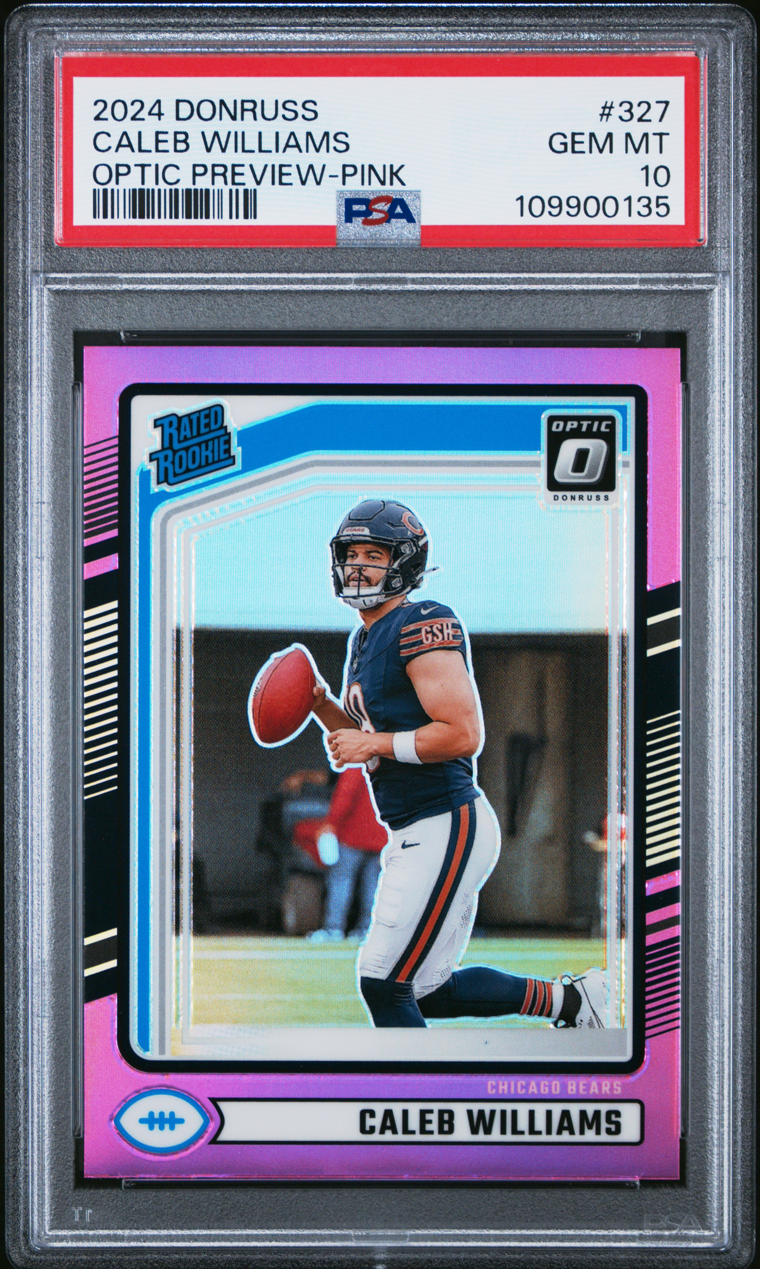 2024 Panini Donruss Caleb Williams #327 (Optic Preview-Pink) Gem Mt 10 back