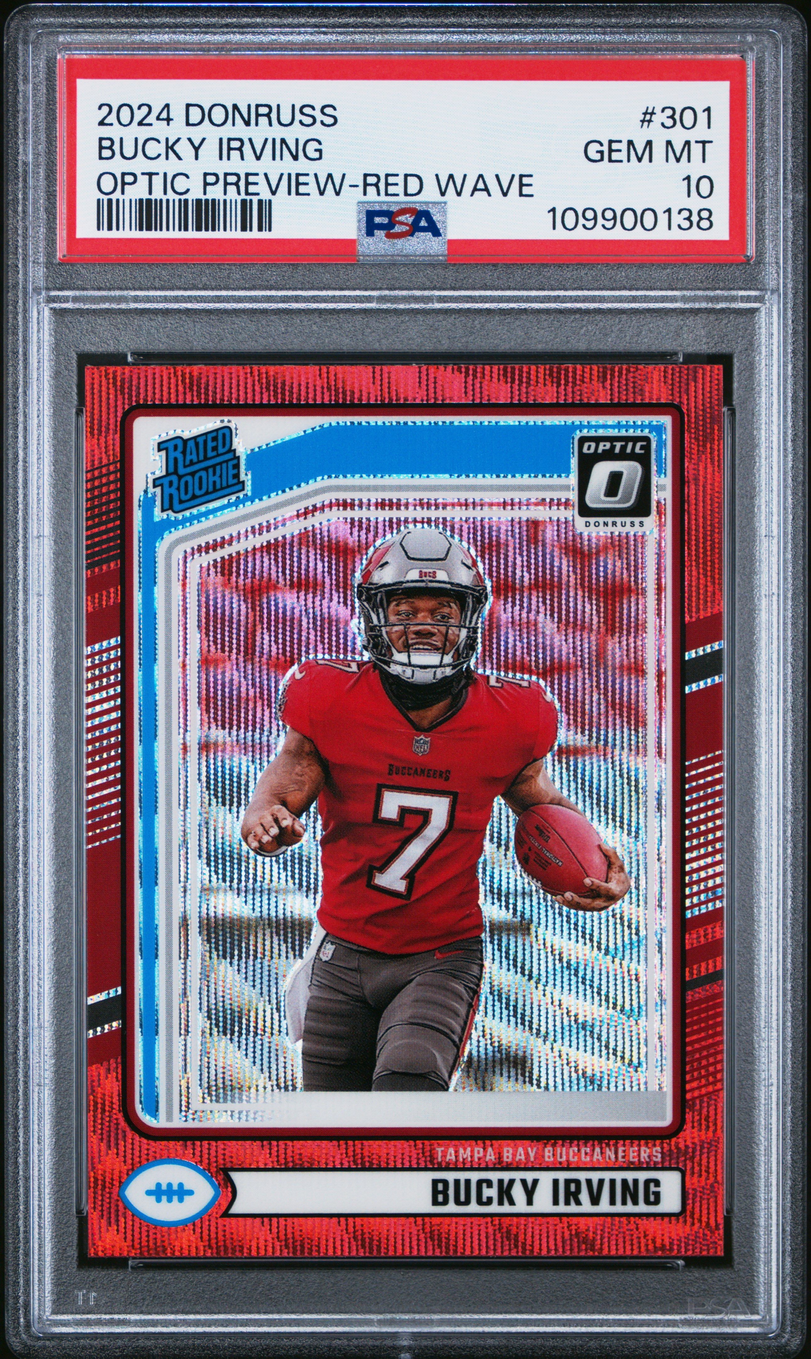 2024 Panini Donruss Bucky Irving #301 (Optic Preview-Red Wave) Gem Mt 10 back