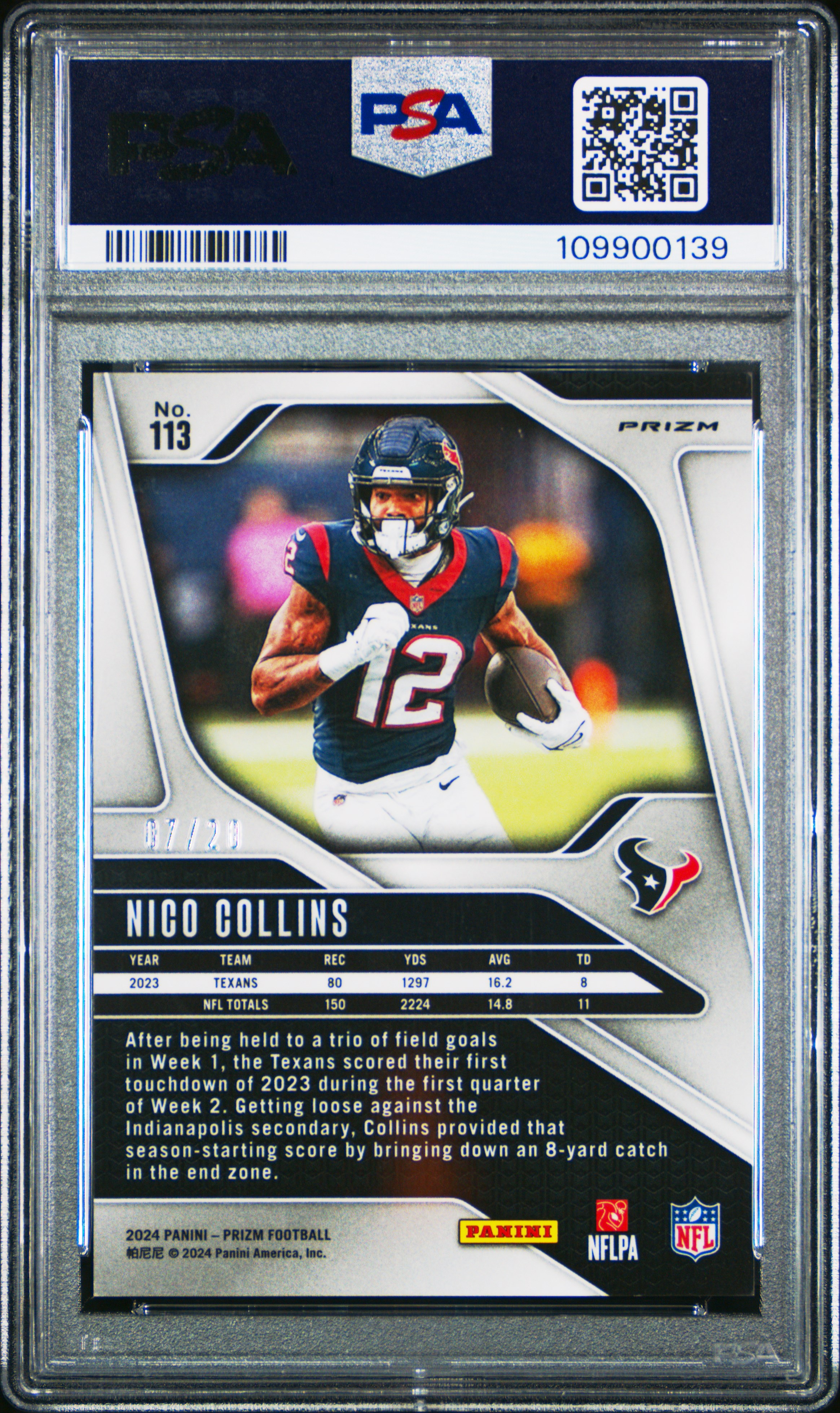 2024 Panini Prizm Nico Collins #113 (Red Choice) Gem Mt 10 front