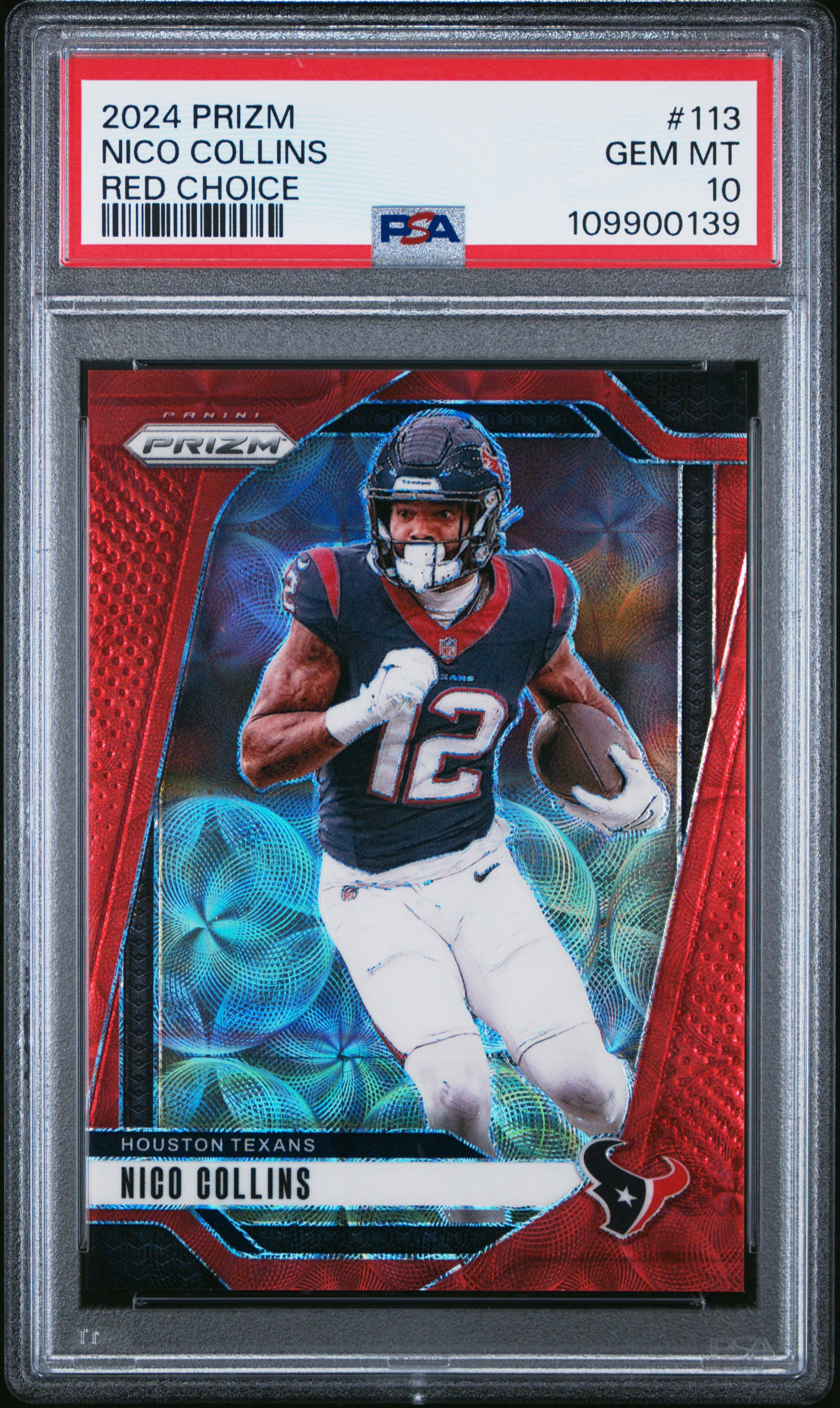 2024 Panini Prizm Nico Collins #113 (Red Choice) Gem Mt 10 back
