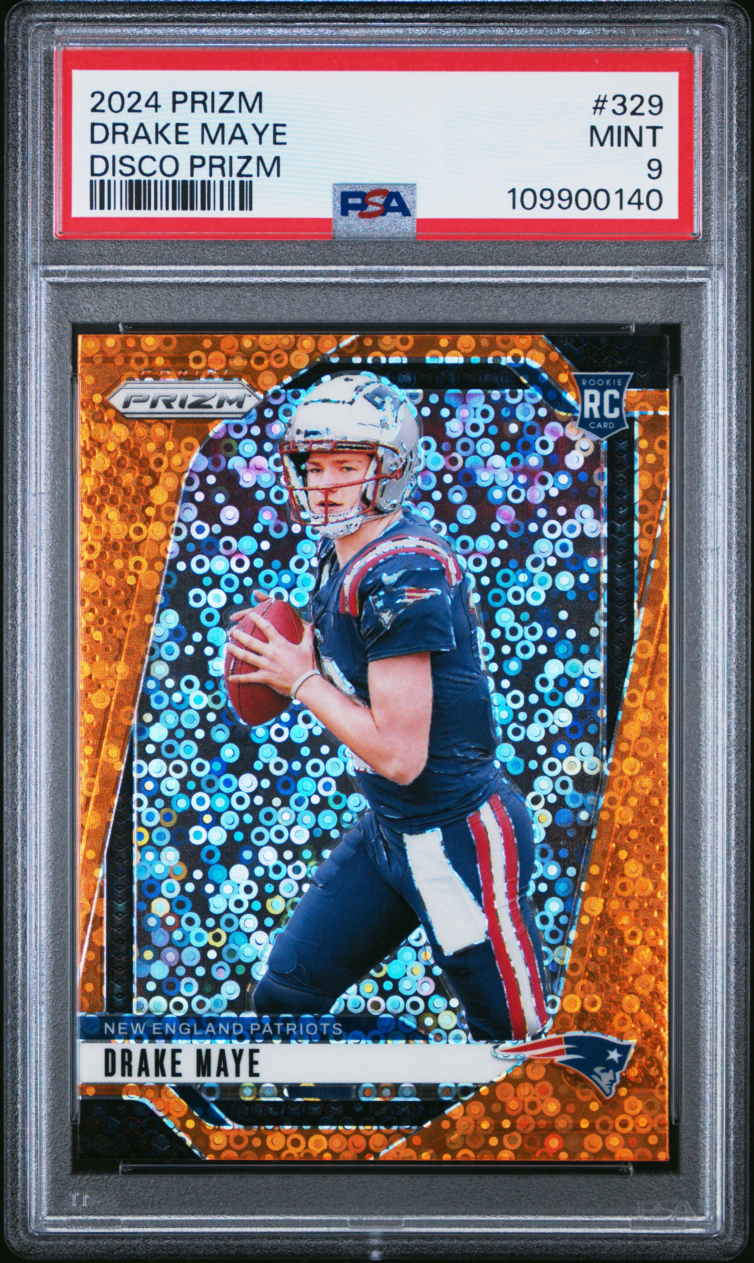 2024 Panini Prizm Drake Maye #329 (Disco Prizm) Mint 9 back