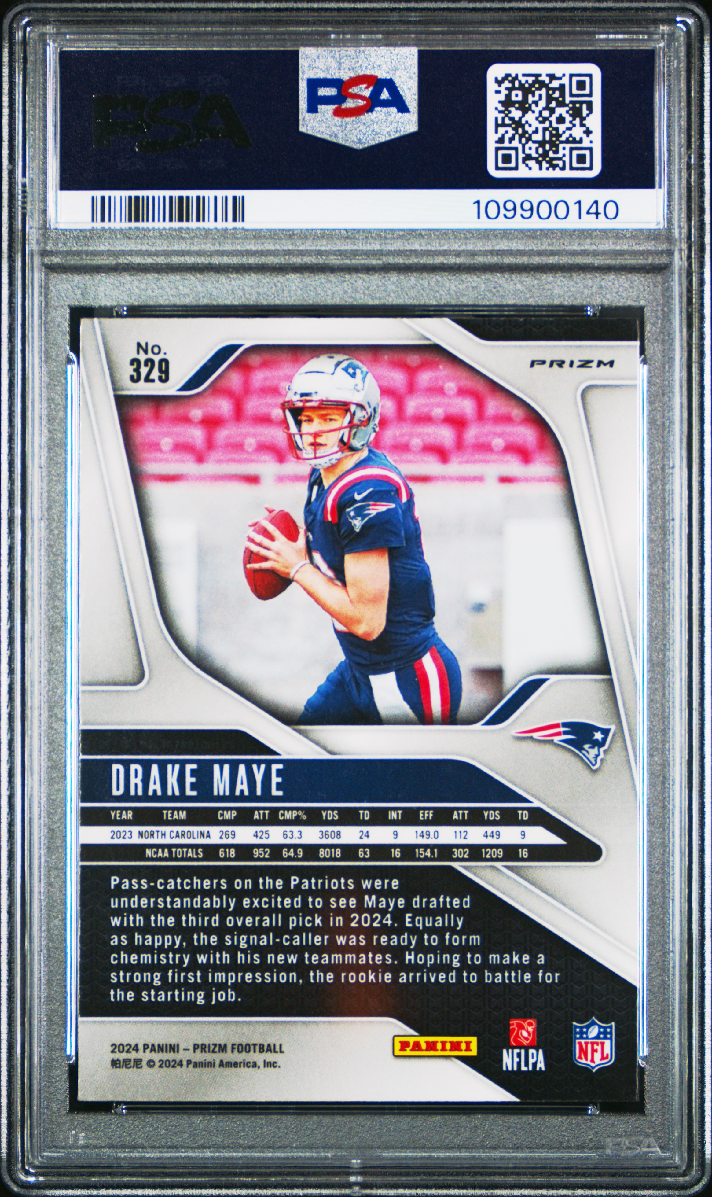 2024 Panini Prizm Drake Maye #329 (Disco Prizm) Mint 9 front