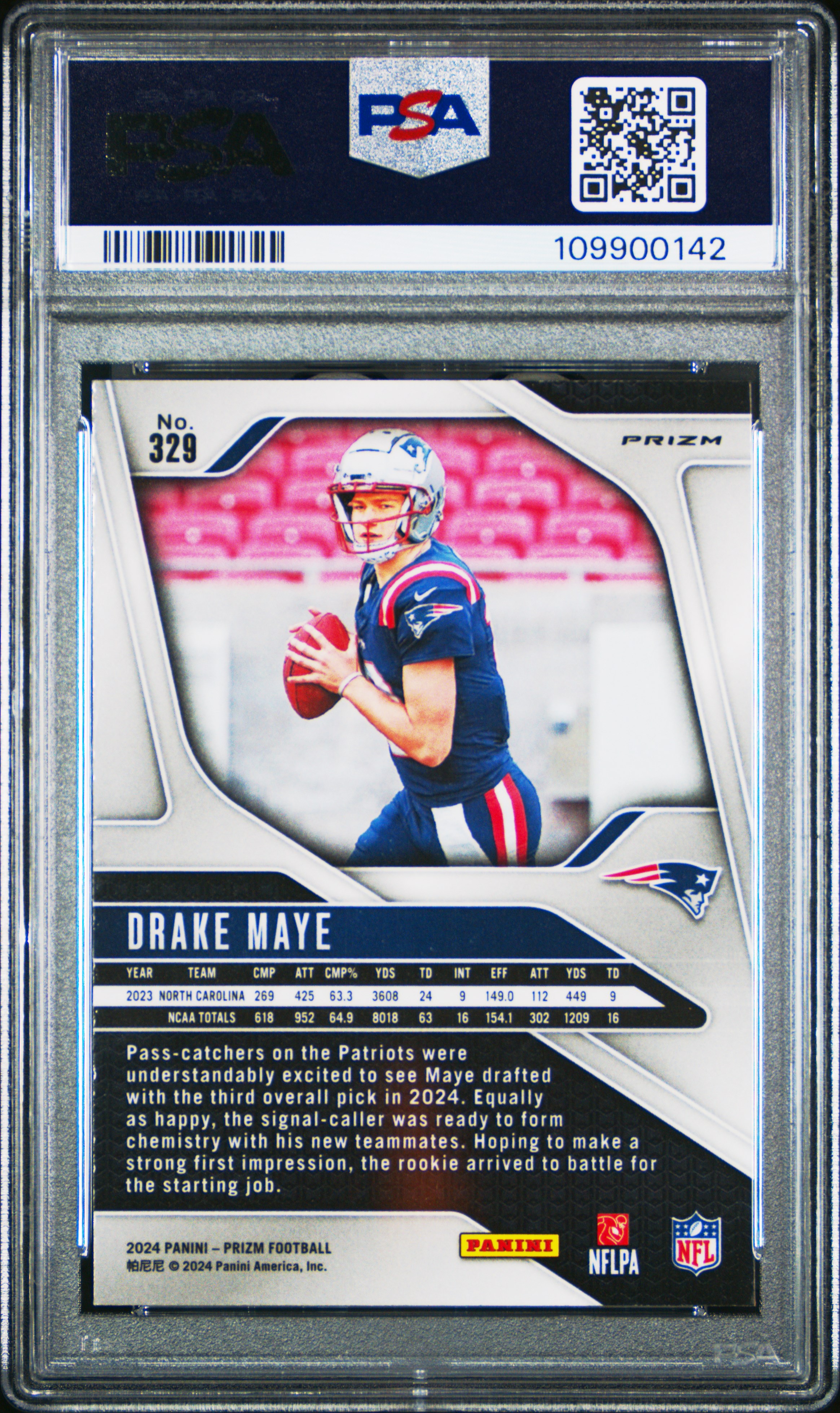 2024 Panini Prizm Drake Maye #329 (Red/White/Blue Prizm) Gem Mt 10 front
