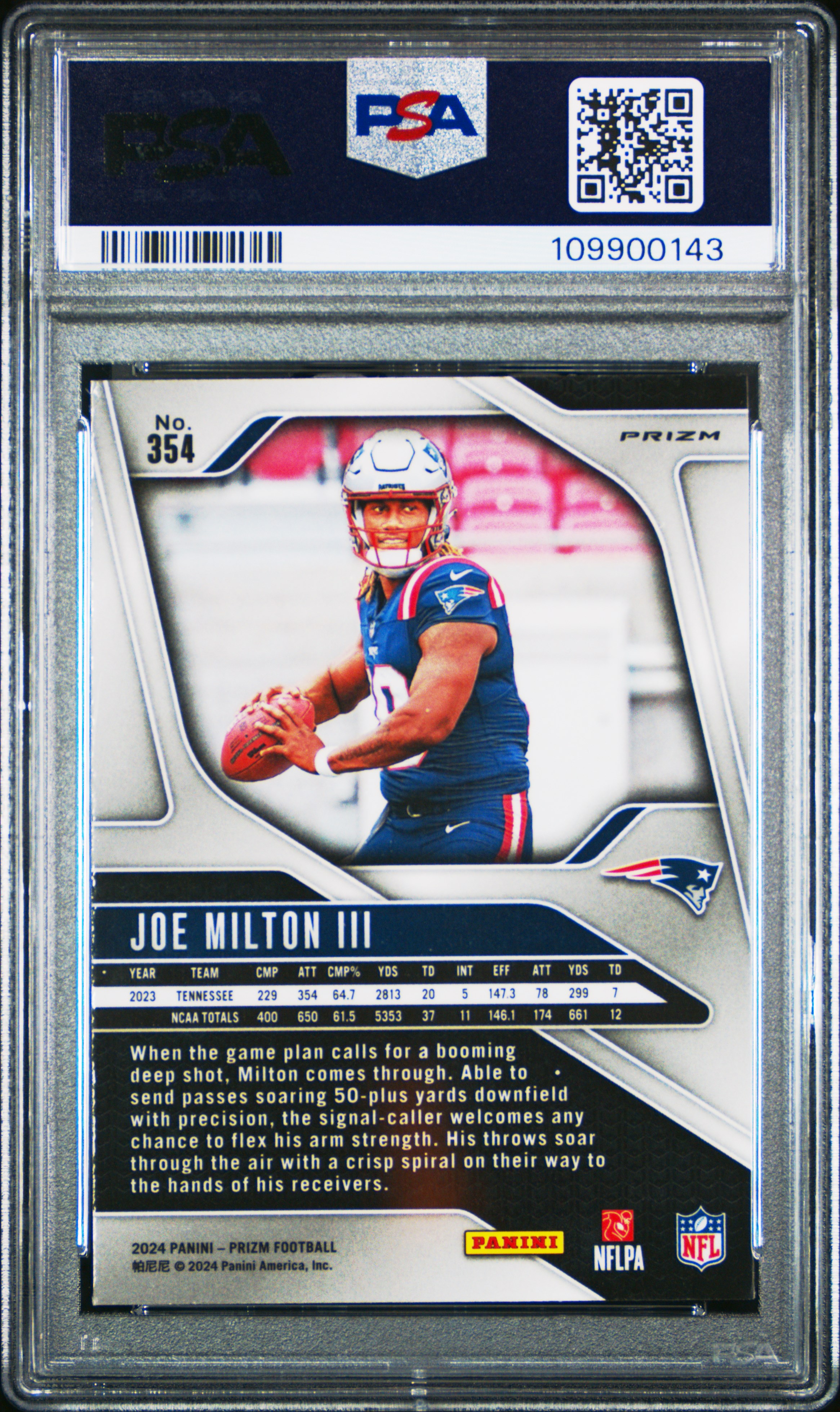 2024 Panini Prizm Joe Milton Iii #354 (Red/White/Blue Prizm) Nm-Mt 8 front