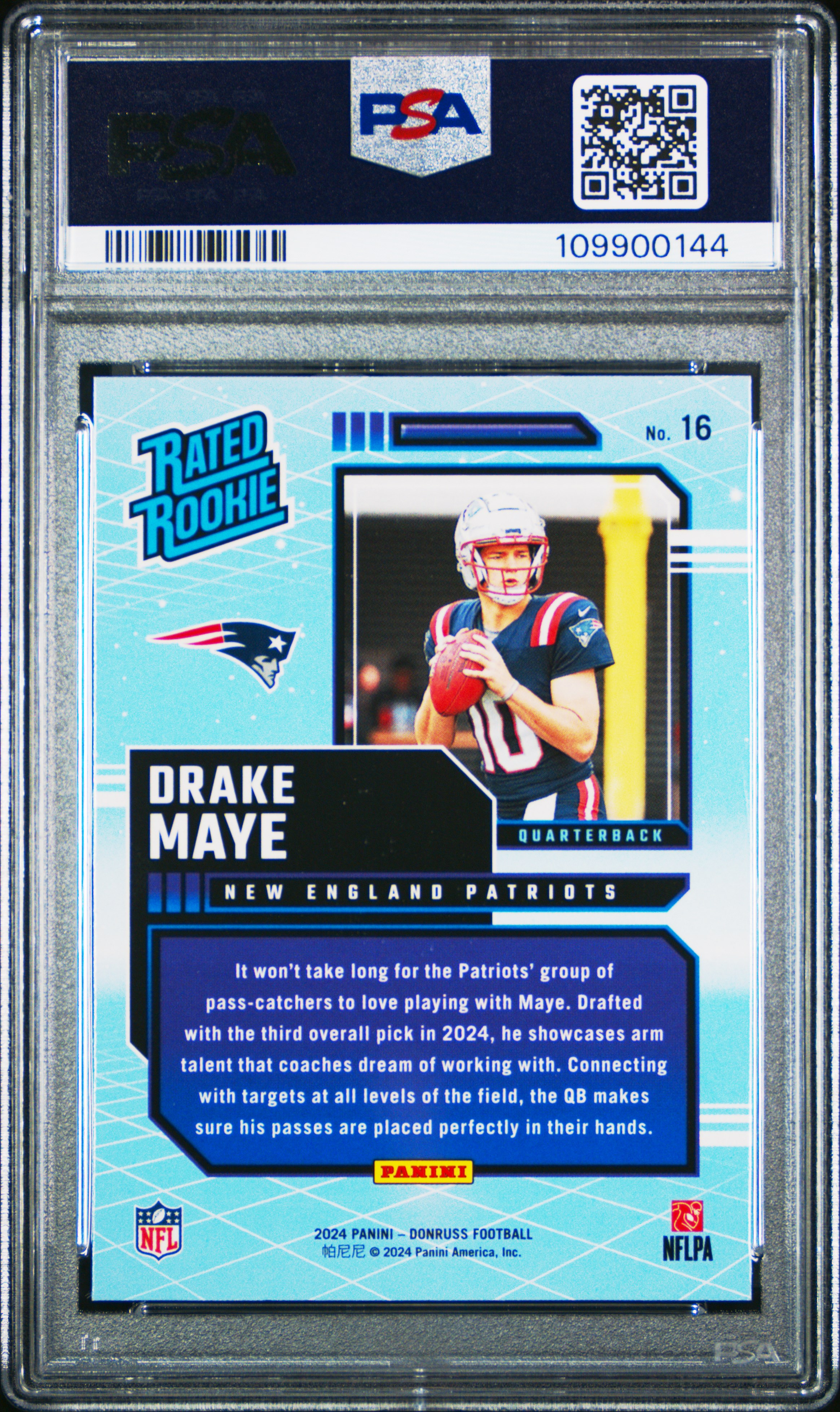 2024 Panini Donruss Rated Rookies Retro Drake Maye #16 Mint 9 front