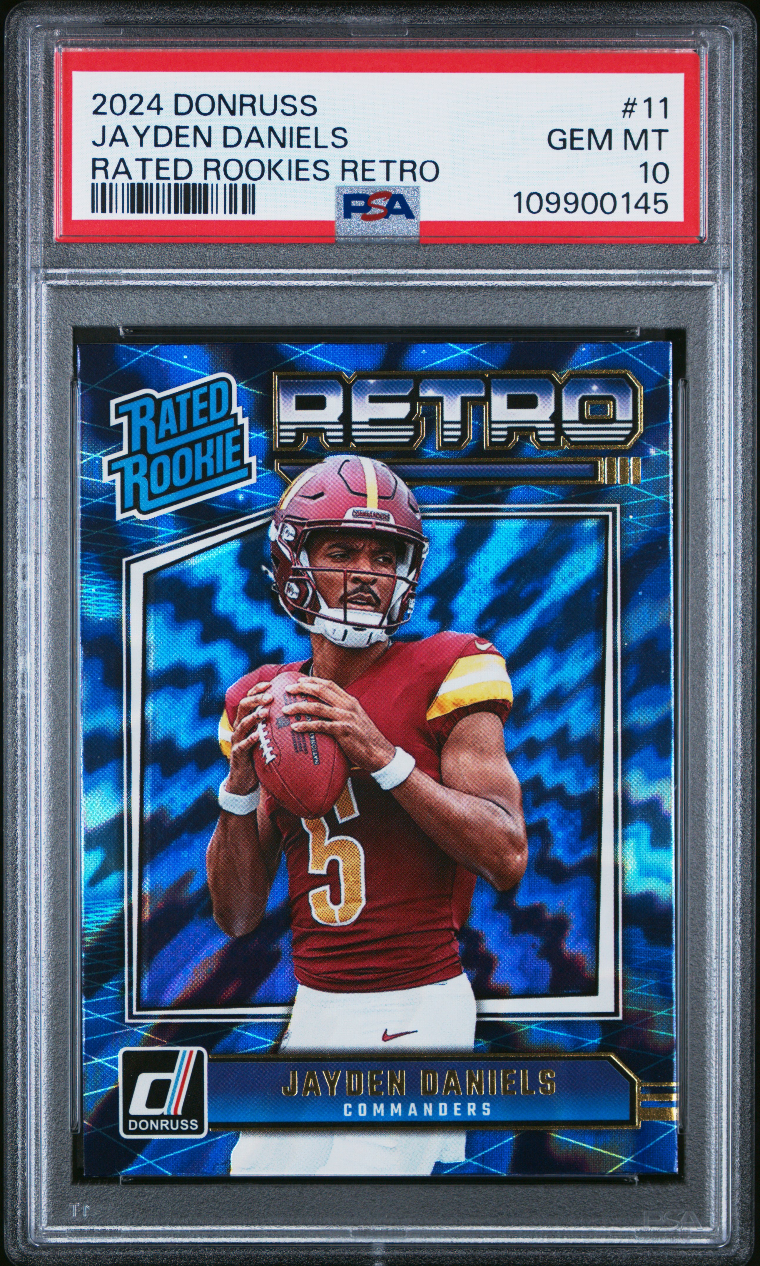 2024 Panini Donruss Rated Rookies Retro Jayden Daniels #11 Gem Mt 10 back
