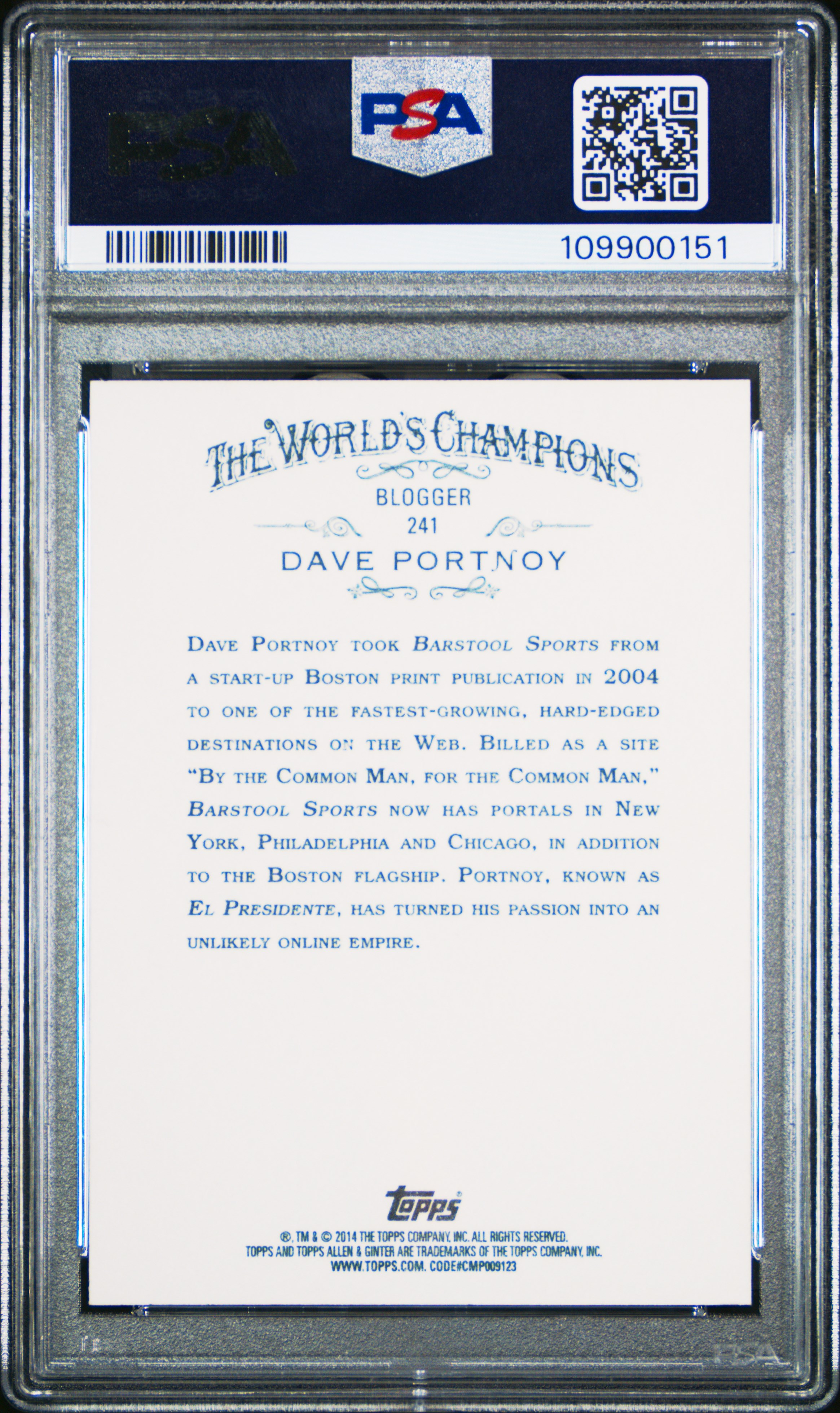 2014 Topps Allen & Ginter Dave Portnoy #241 Gem Mt 10 front