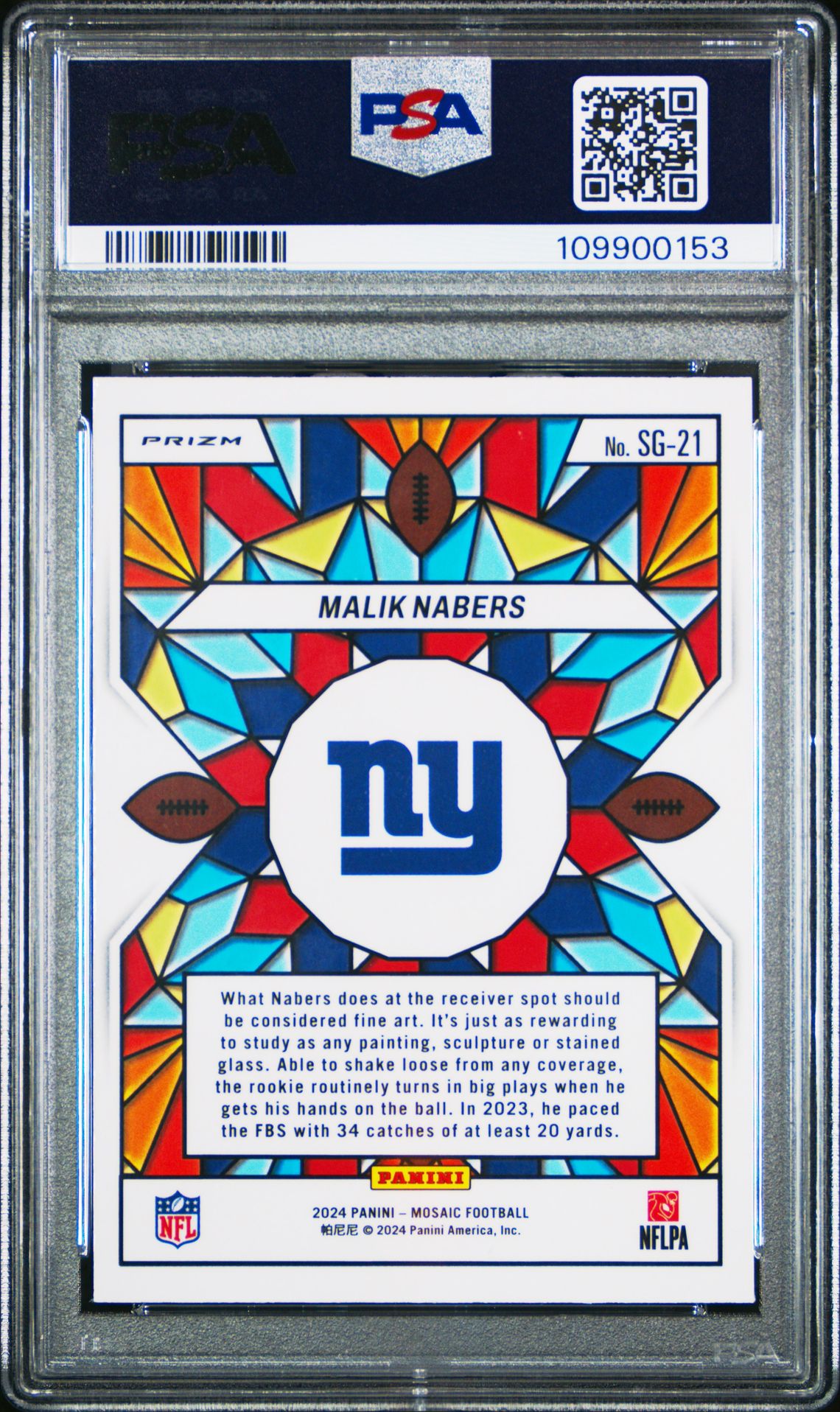 2024 Panini Mosaic Stained Glass Malik Nabers #Sg21 Mint 9 back